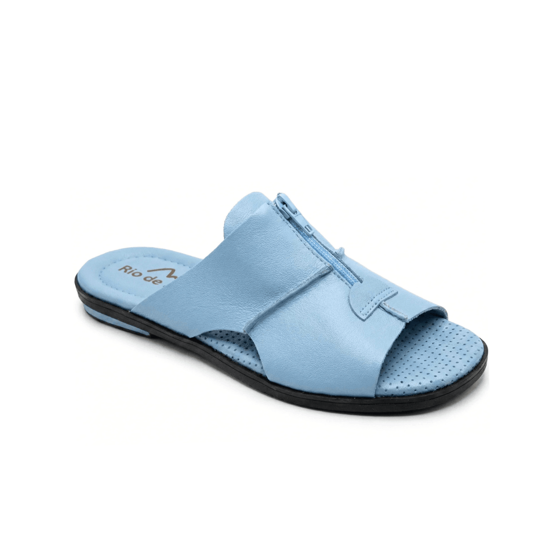 Sandália feminina em couro legítimo azul bb 2017 Rio de Luz– vista lateral cima
