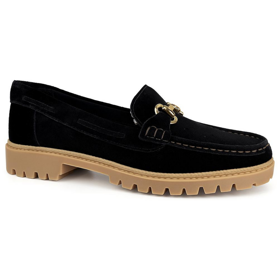 Mocassim Napole - Camurça Couro Preto