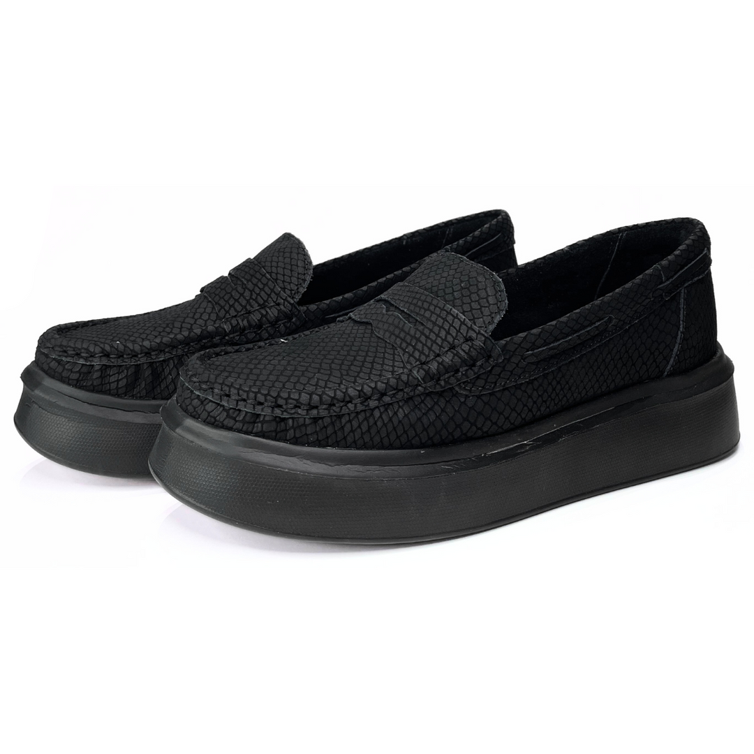Mocassim Estela - Couro Revertido Preto