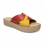 Carregue a imagem no visualizador da Galeria, Sandalia flatform - Couro Amarelo e Tangerina
