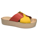 Carregue a imagem no visualizador da Galeria, Sandalia flatform - Couro Amarelo e Tangerina
