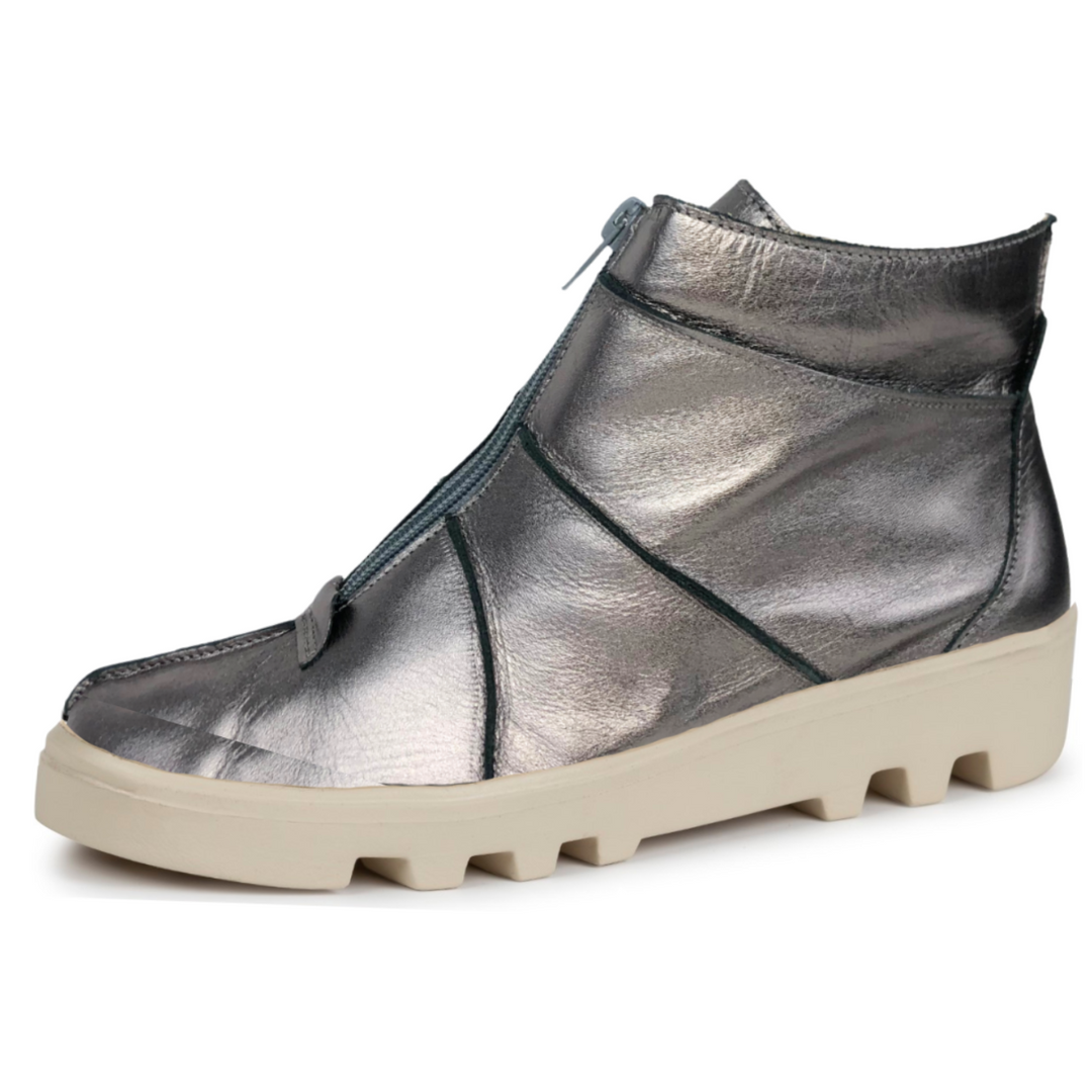 Bota New york - Couro Metalizado Pewter